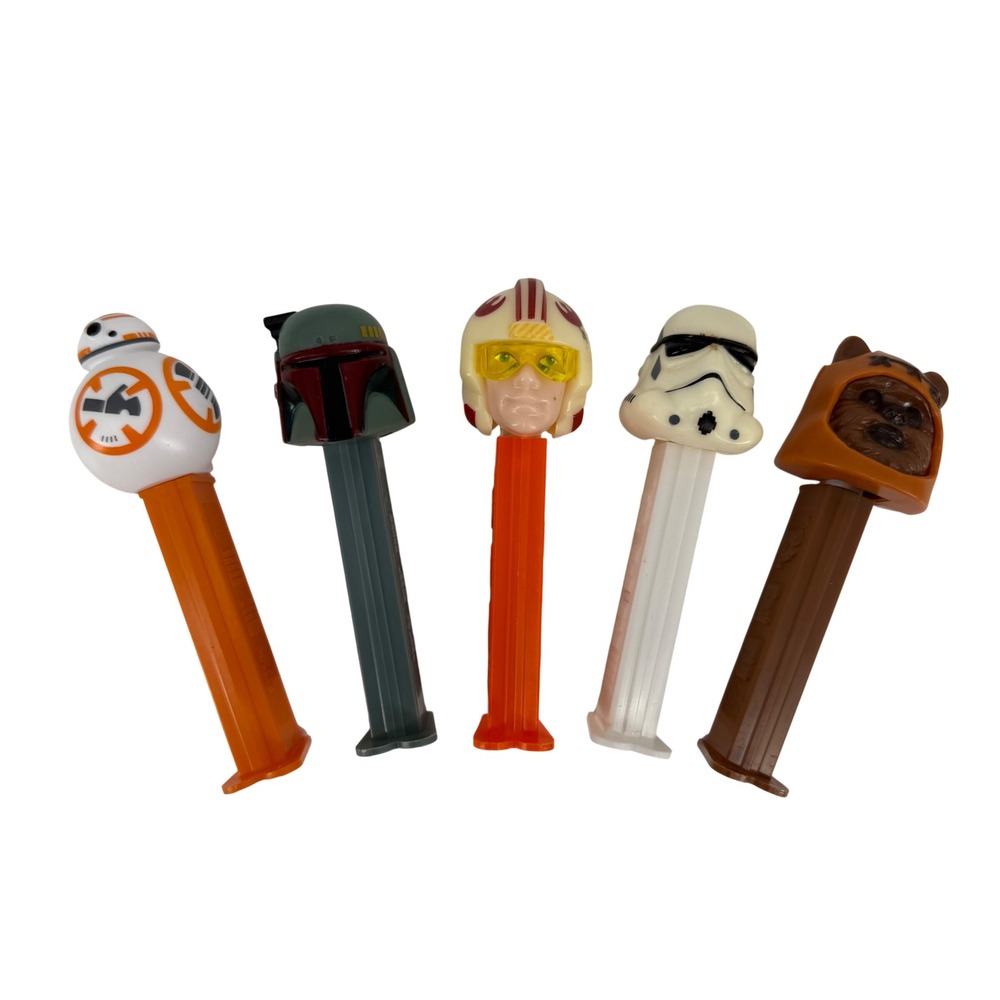 Star Wars PEZ Dispensers Set of 5 BB-8 Boba Fett Luke Stormtrooper Wicket Ewok